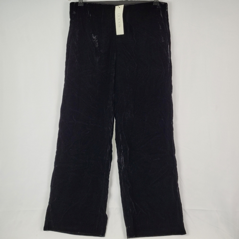 Masai Women's Velour Black Casual Pants Pockets Zip-side Sz Medium NWT MSRP $198